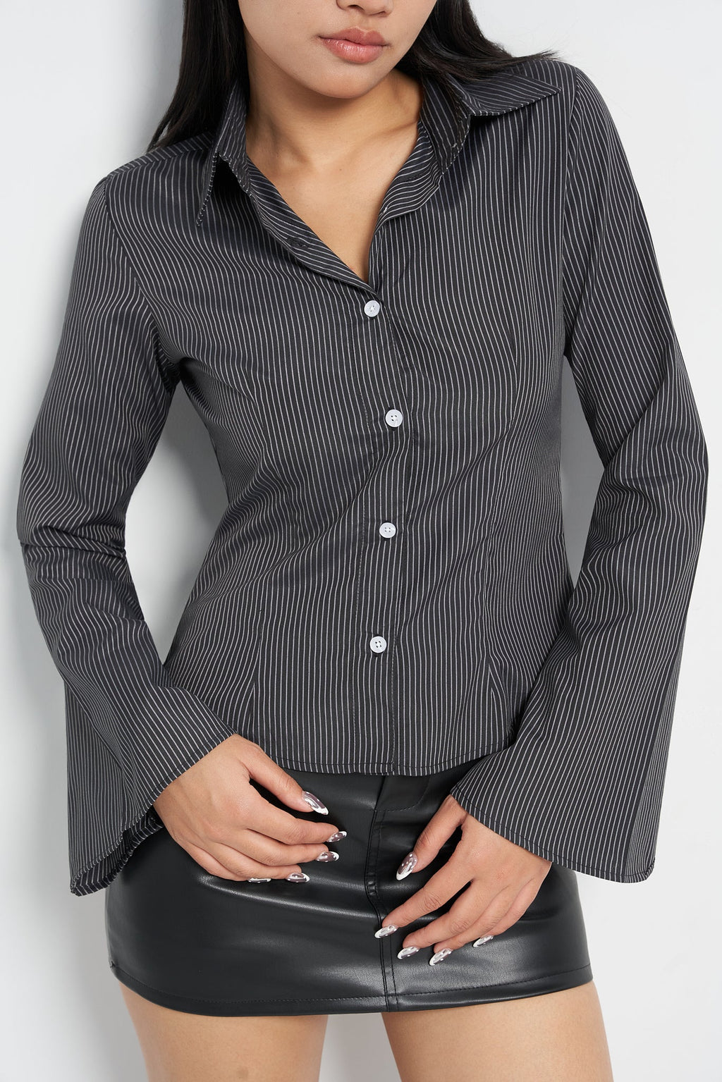 Stripe Bell Sleeve Shirt