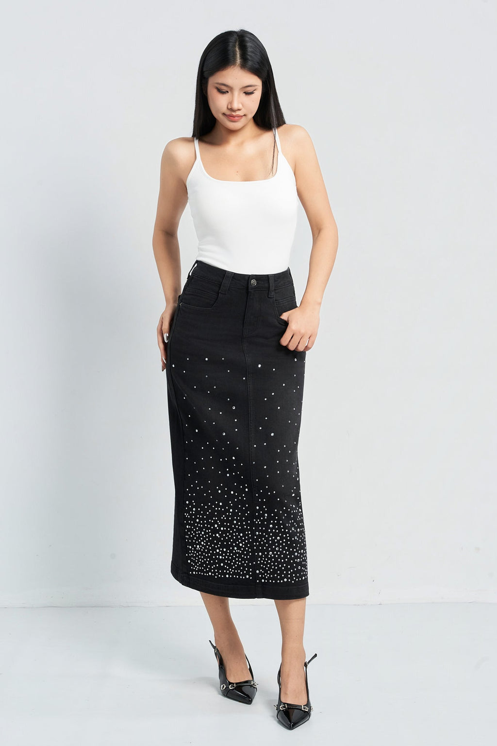 Shimmer Fade Straight Skirt