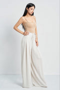 Cinched Drawstring Wide Leg Pants