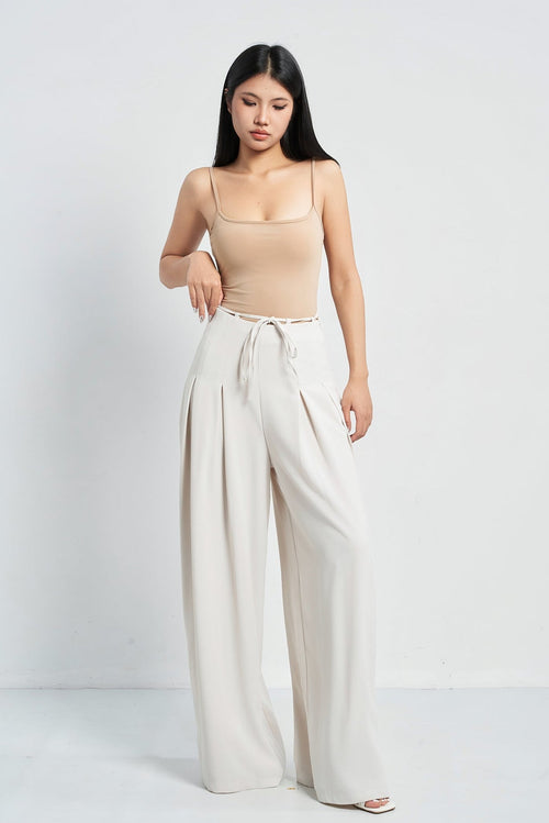 Cinched Drawstring Wide Leg Pants