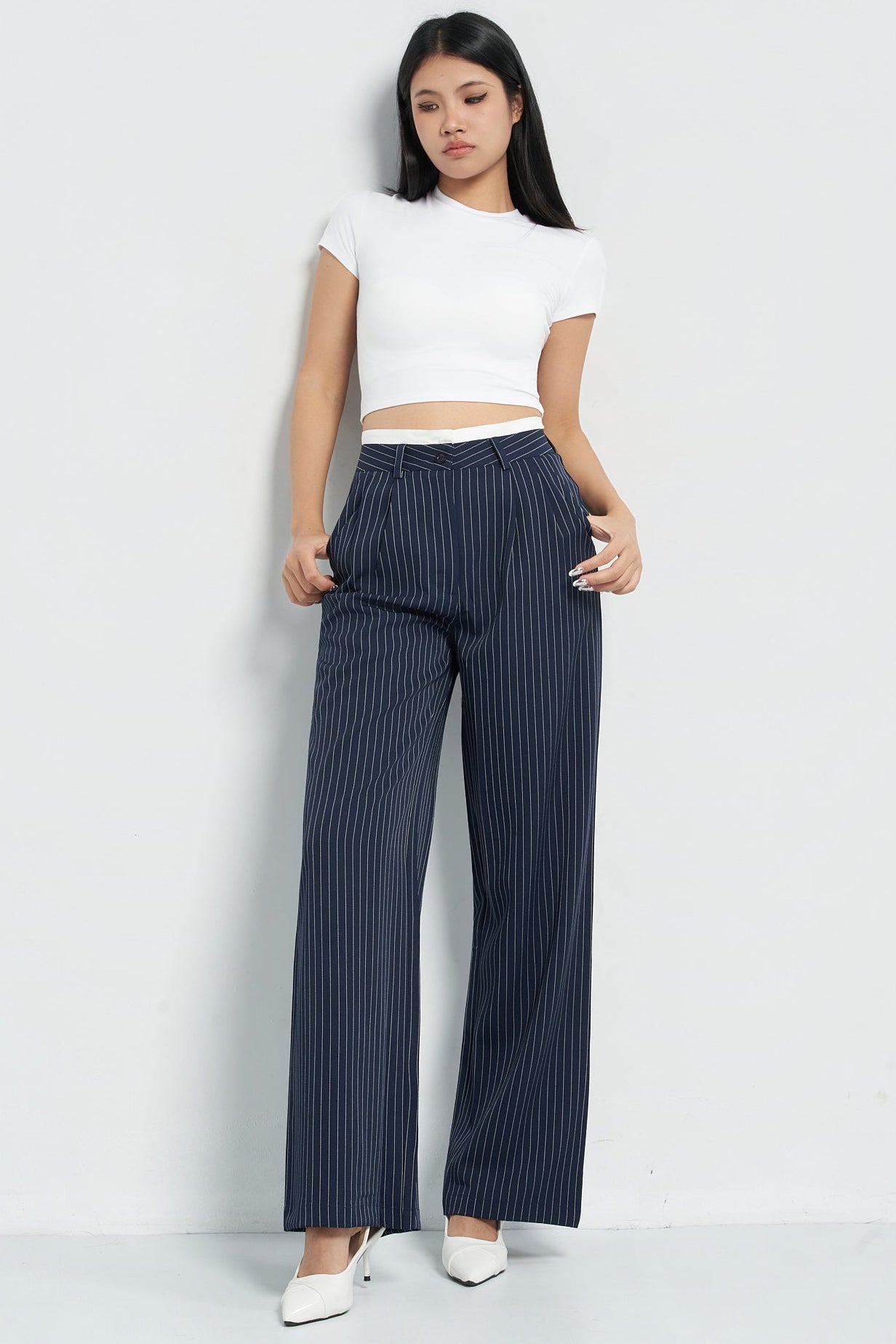 Striped Boxer Wide Leg Trousers