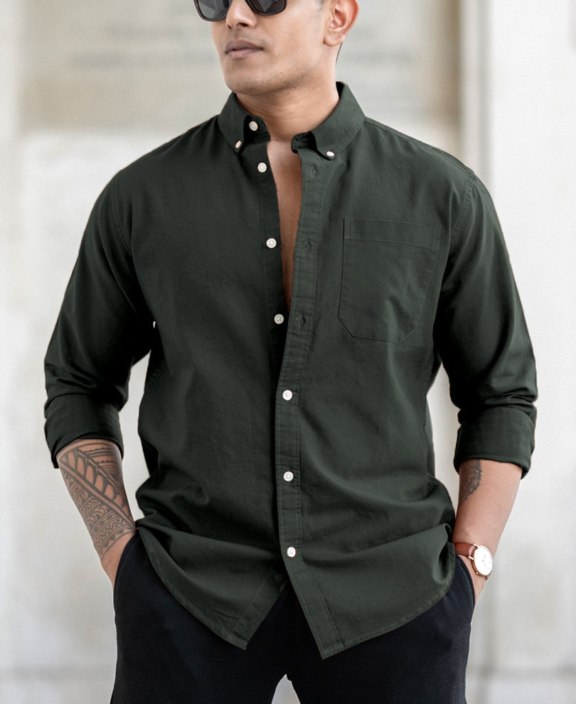 Olive Oxford Shirt 100% Cotton