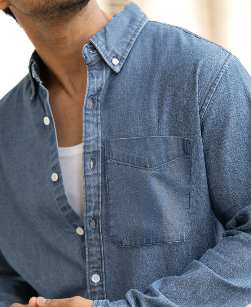 Light Blue Denim Shirt 100% Cotton