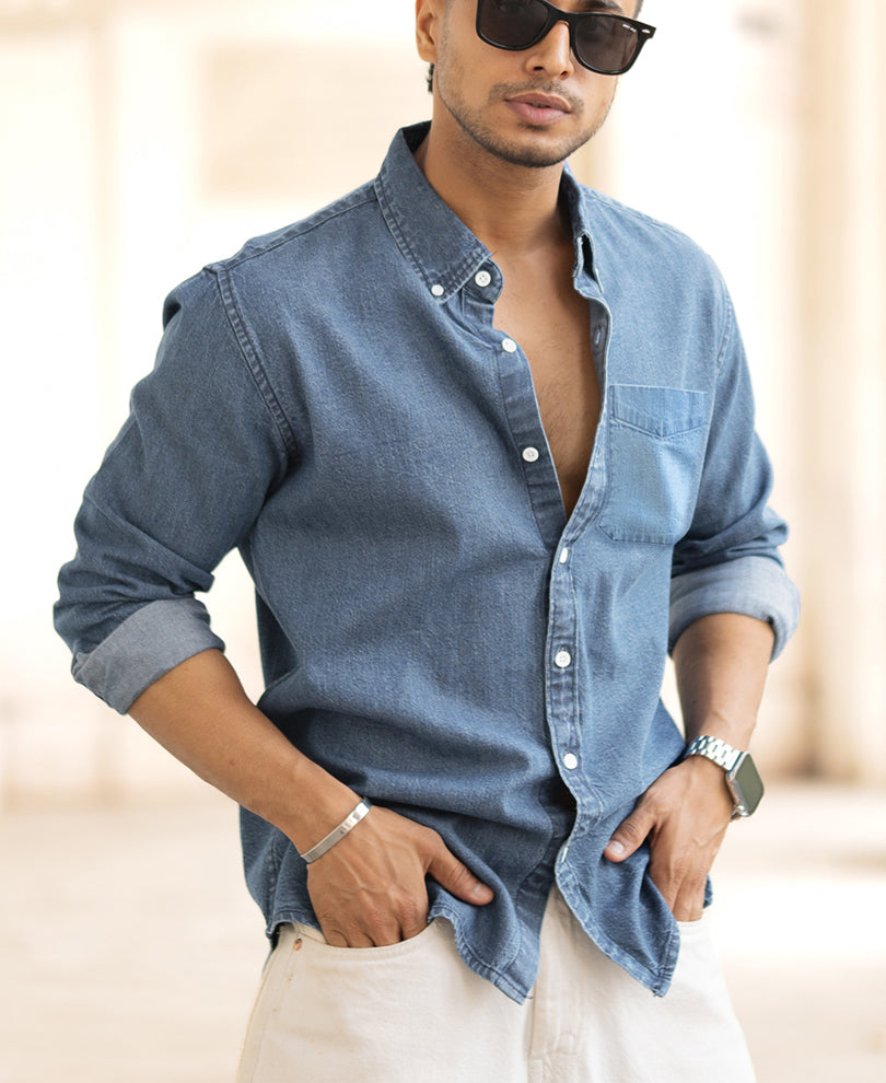 Light Blue Denim Shirt 100% Cotton