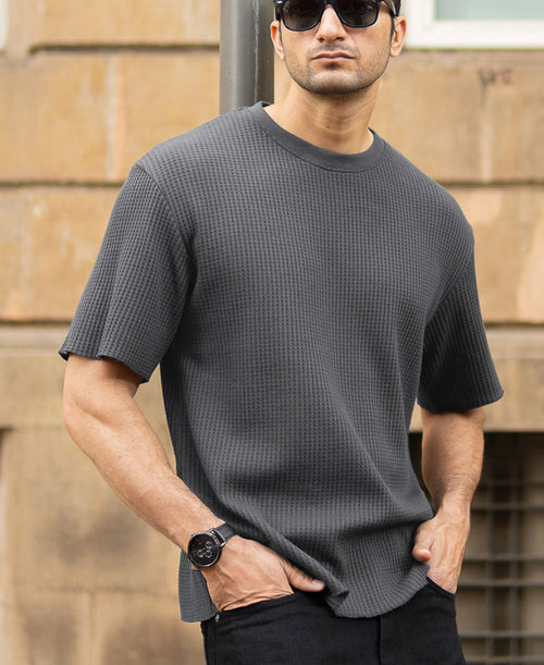 Dark Grey Structured T-Shirt