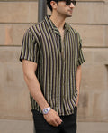 Olive Striped Flowy Shirt