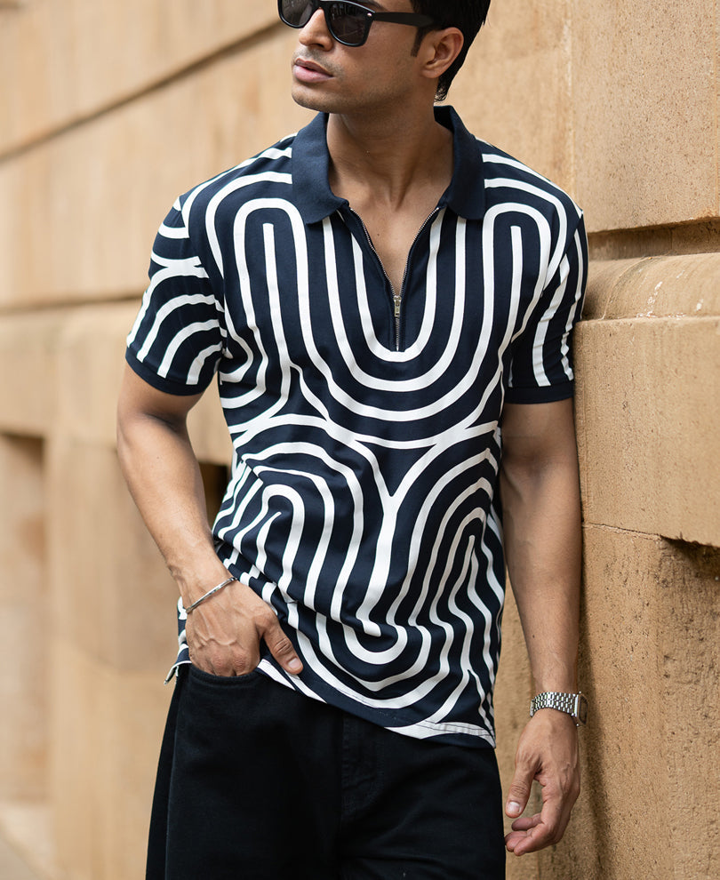 Navy Lightweight Printed T-Shirt 100% Cotton