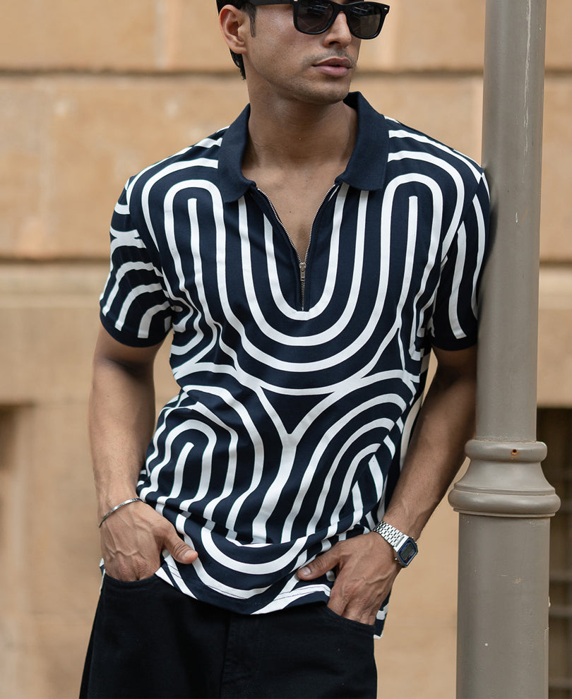 Navy Lightweight Printed T-Shirt 100% Cotton