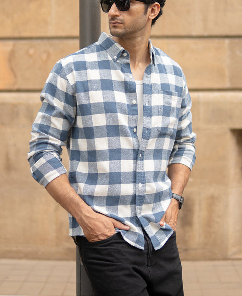 Dark Sky Checks Shirt 100% Cotton