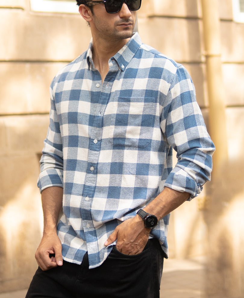 Dark Sky Checks Shirt 100% Cotton