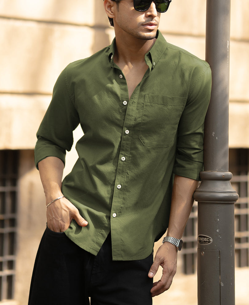 Green Lightweight Shirt 100% Cotton