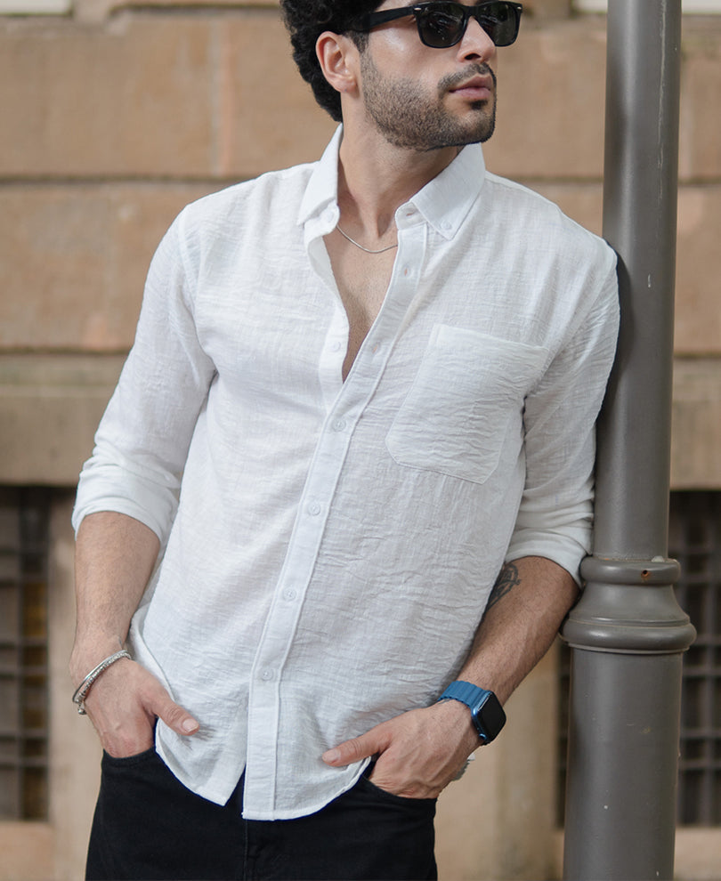 White Double Cloth Shirt 100% Cotton