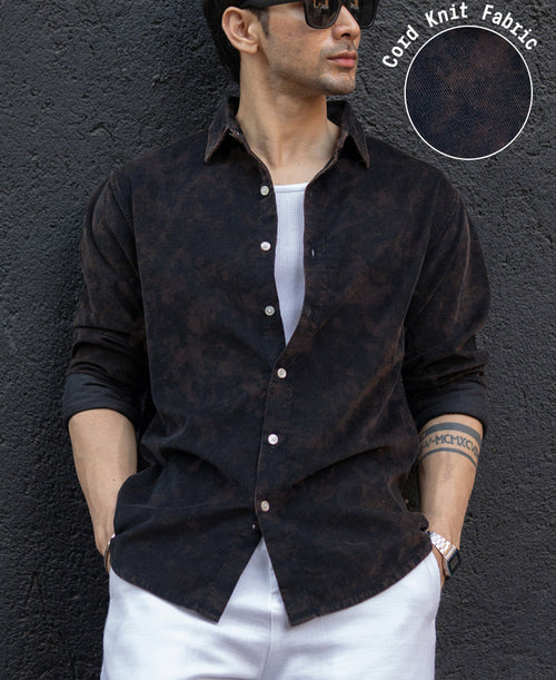 Black Washed Corduroy Shirt 100% Cotton