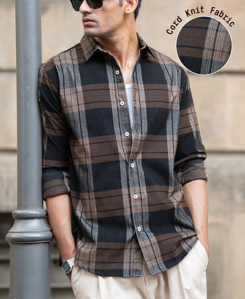 Brown Coudroy Checks Shirt