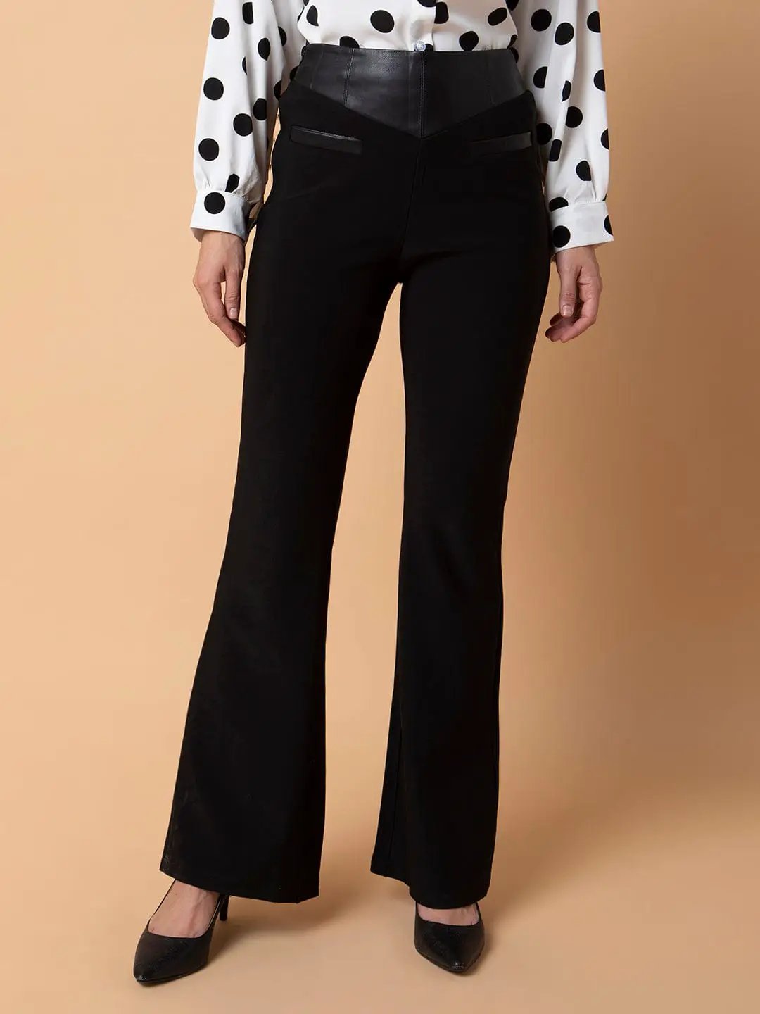 Women's Black Comfort Flared Bootcut Trousers