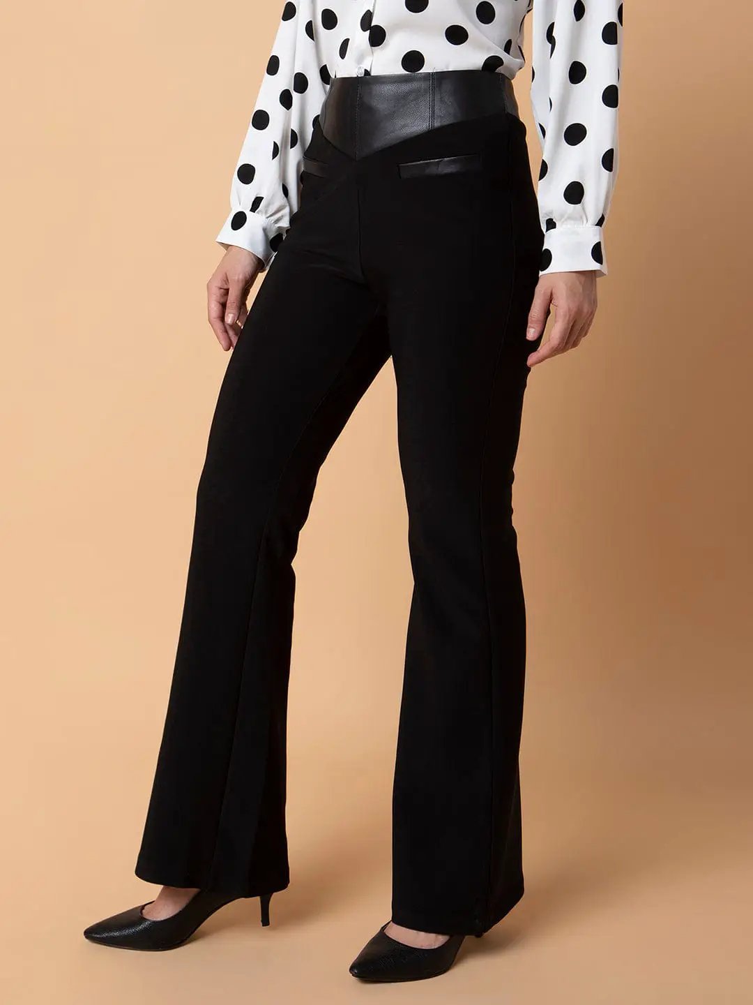 Women's Black Comfort Flared Bootcut Trousers