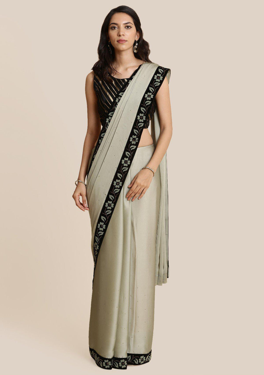 Pista Green Swarovski Georgette Designer Saree