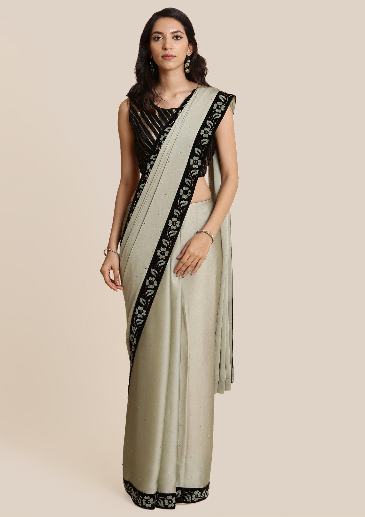 Pista Green Swarovski Georgette Designer Saree
