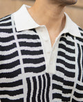Black Abstract Jacquard T-Shirt 100% Cotton