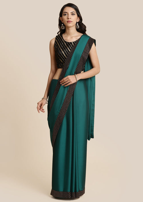 Bottle Green Swarovski Georgette Designer Saree