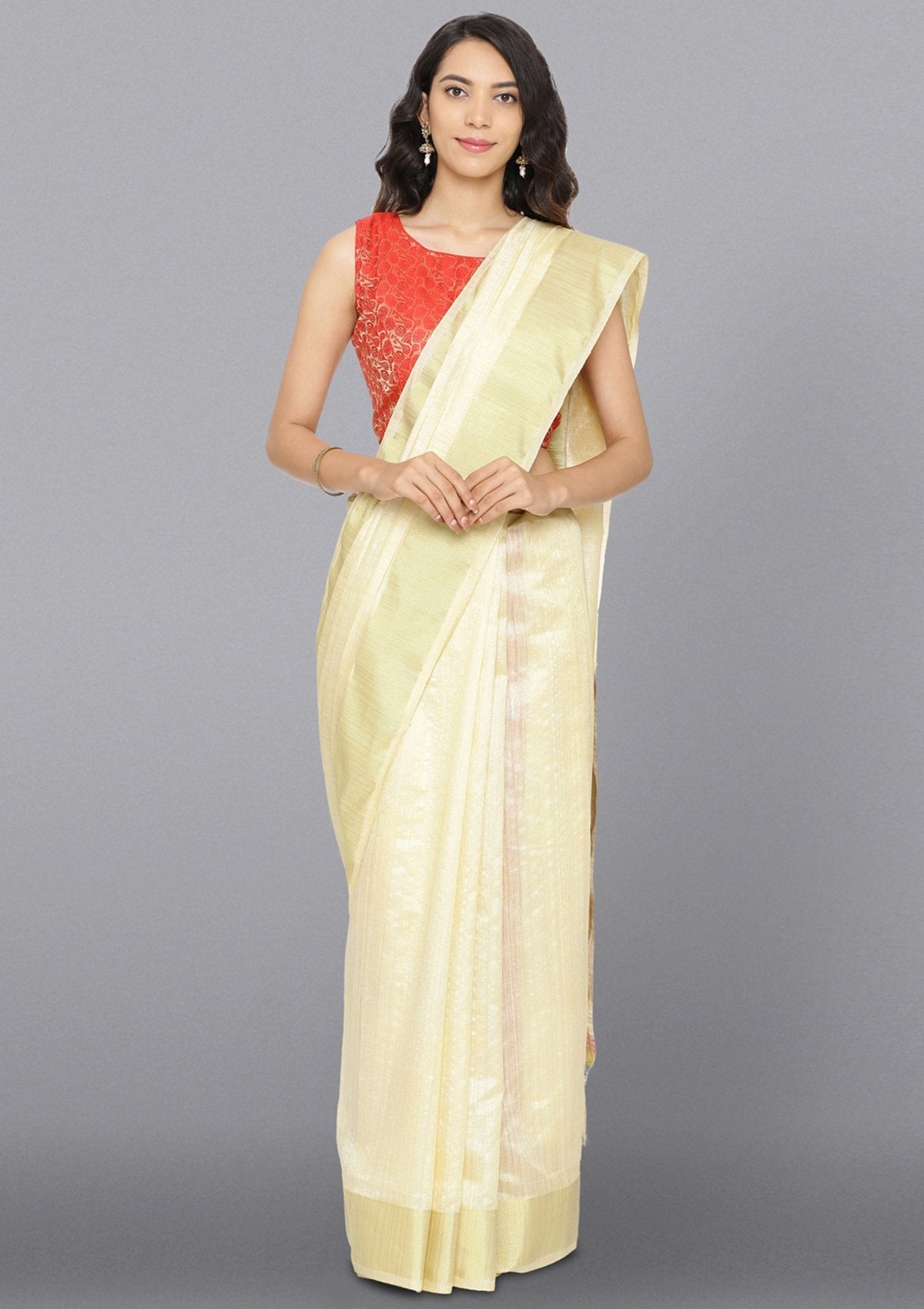 Multi  Color Zariwork Art Silk Saree
