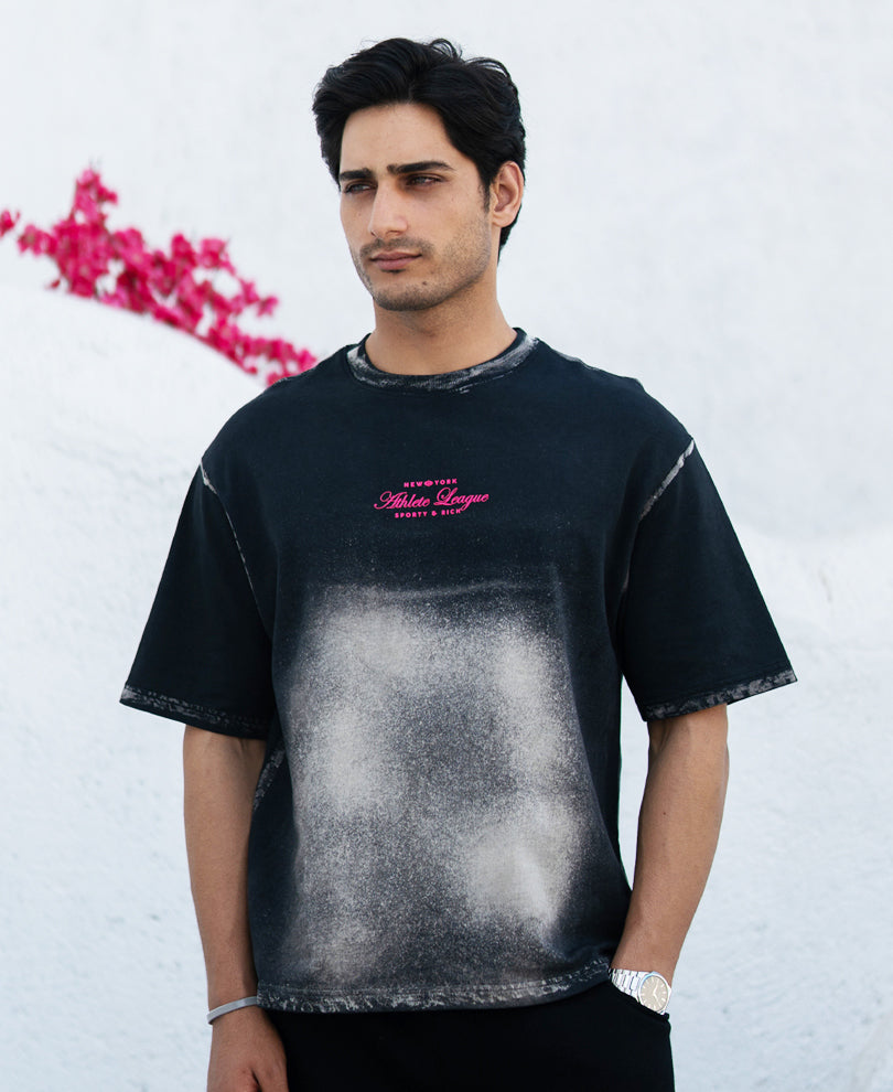 Black Sprayed Graphic T-Shirt 100% Cotton
