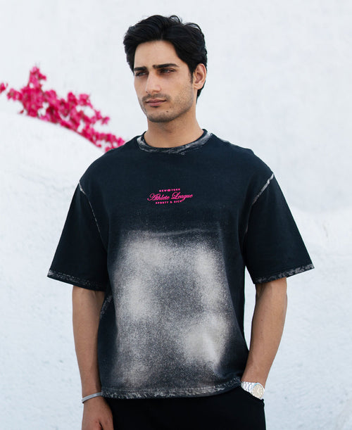 Black Sprayed Graphic T-Shirt 100% Cotton