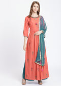 Peach Stonework Rawsilk Designer Salwar Suit