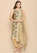 green sequinned salwar suit