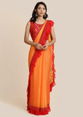 Mustard Swarovski Georgette Designer Saree