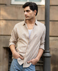 Tan Cottom Stripe Shirt