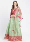 Pista Green Zariwork Rawsilk Readymade Lehenga