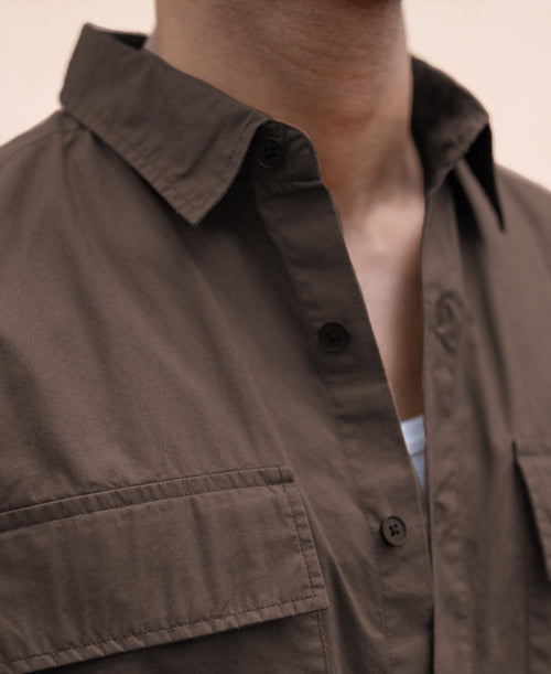 Dark Brown Double Pocket Lightweight Shirt 100% Cotton