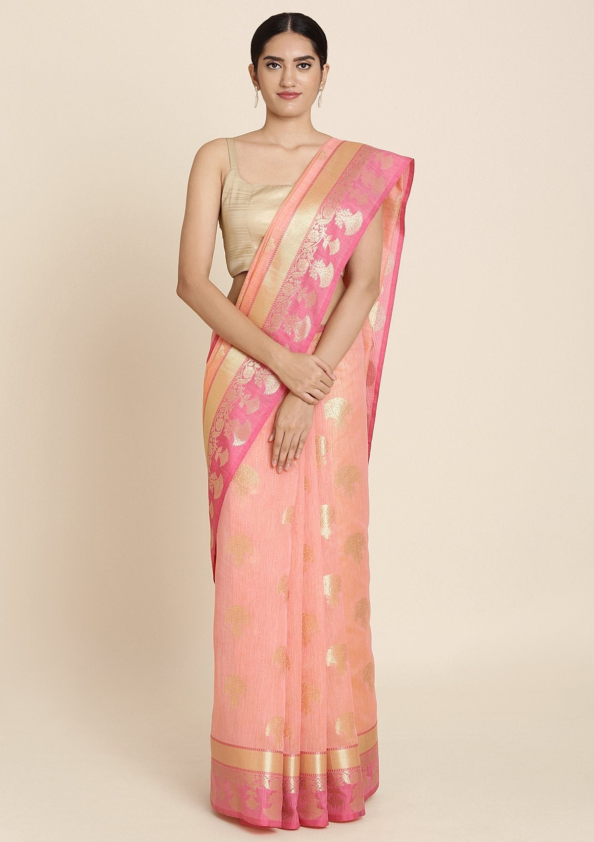 Pink Zariwork Brocade Designer Saree