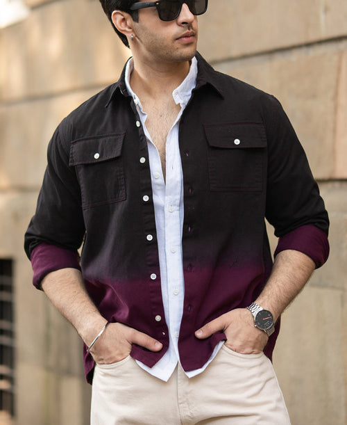 Dark Onion Ombre Cargo Shirt 100% Cotton
