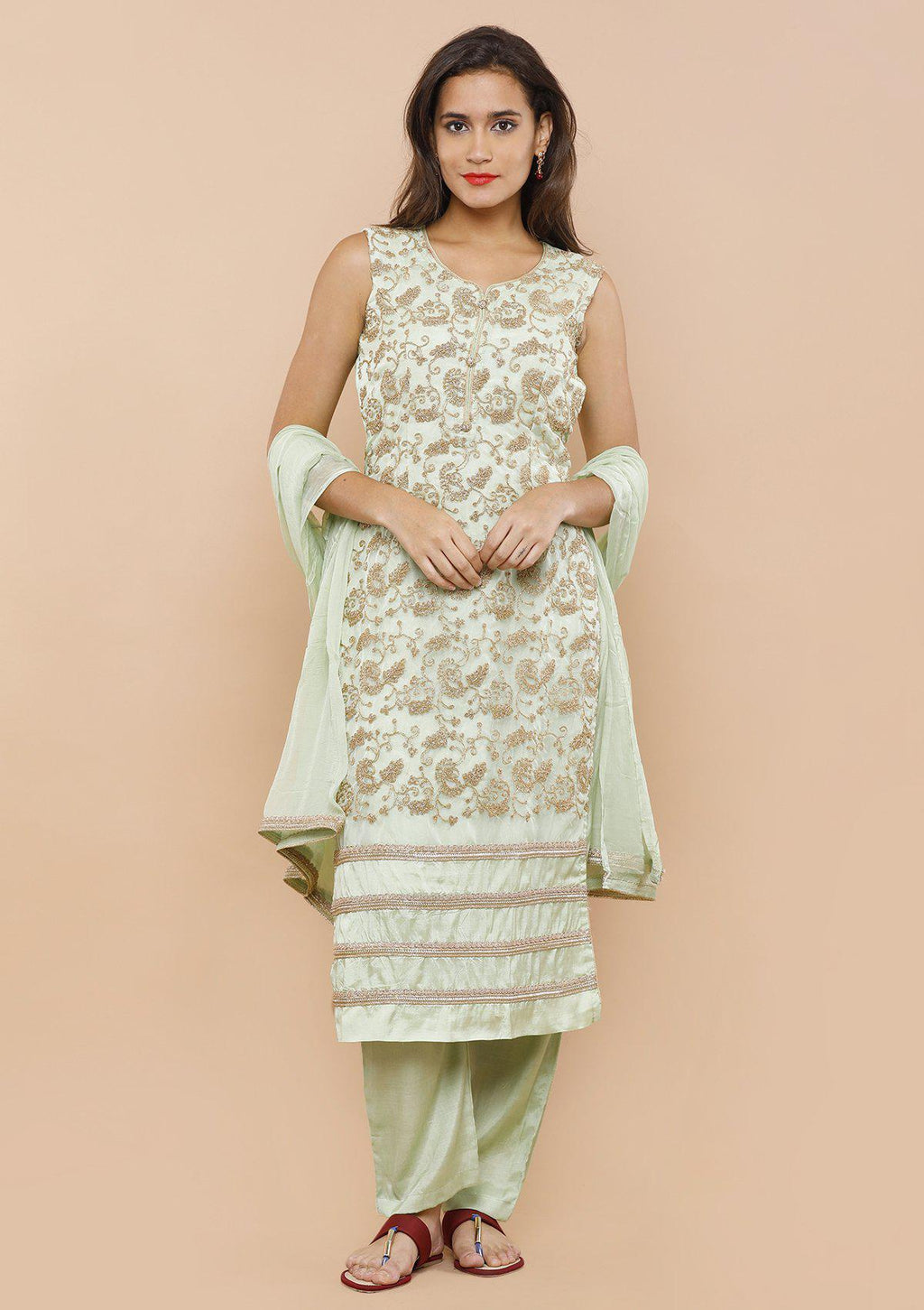 Sea Green and Gold Salwar Suit