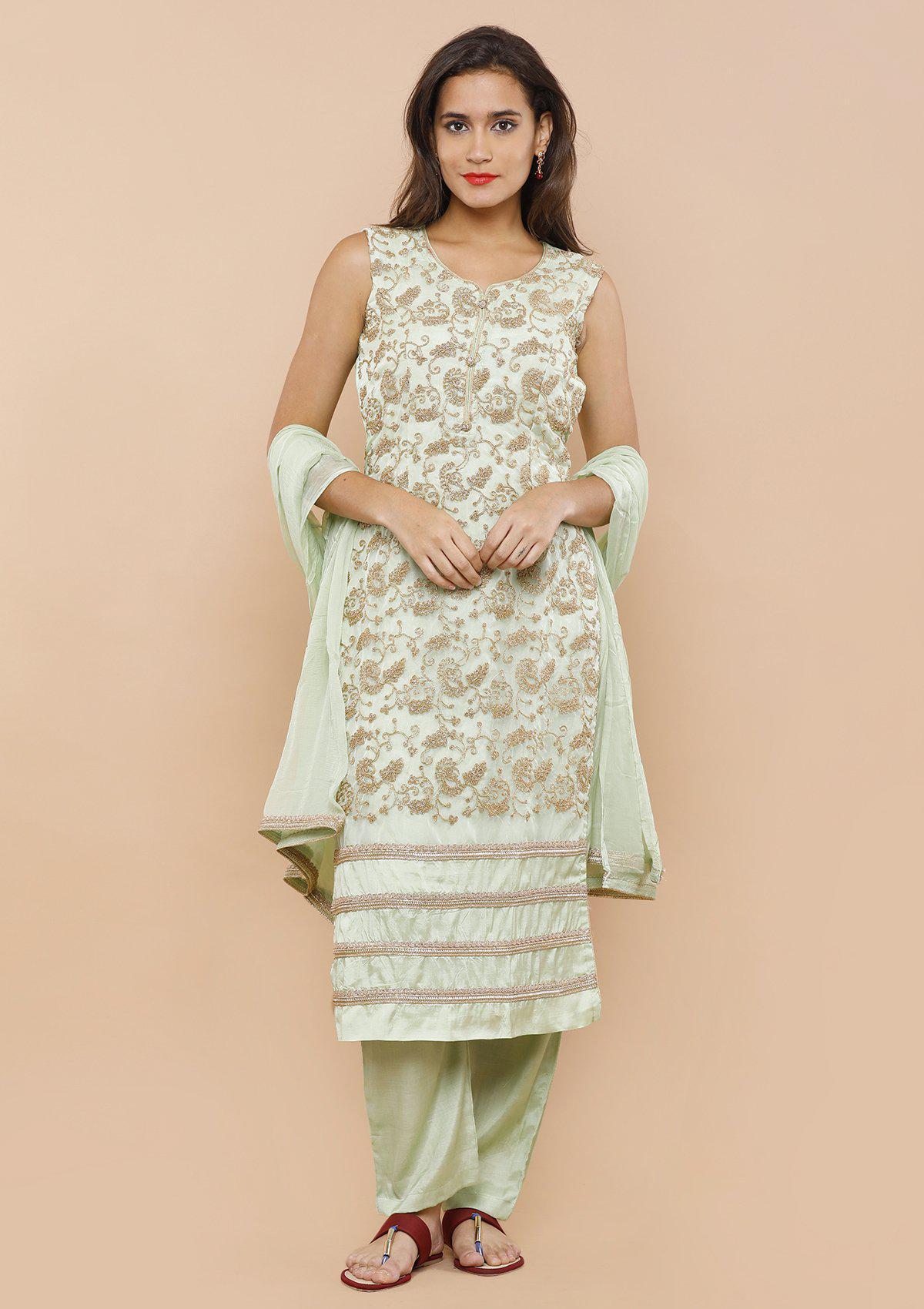 Sea Green and Gold Salwar Suit