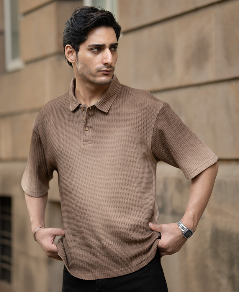 Dark Beige Sprayed Polo T-Shirt