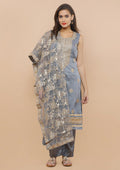 Grey Stone Work Chanderi Silk Salwar Suit