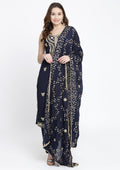 Navy Blue Gotapatti Semi Crepe Salwar Suit