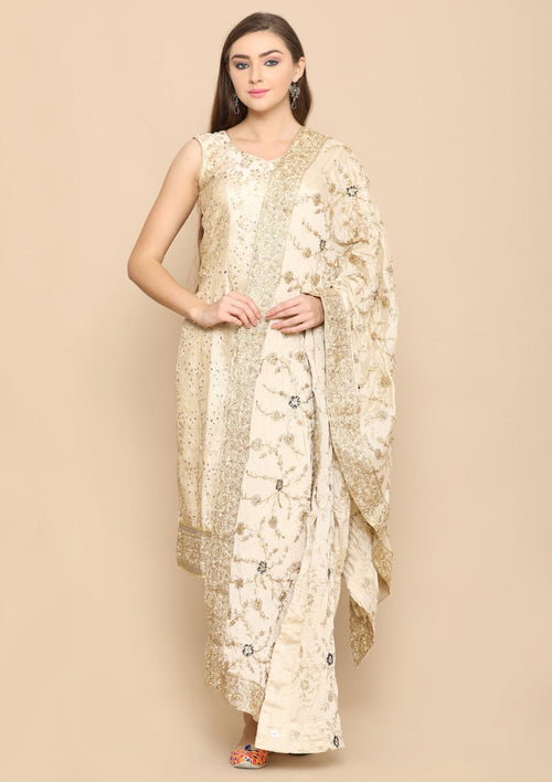 Cream Thread Work Salwar Suit