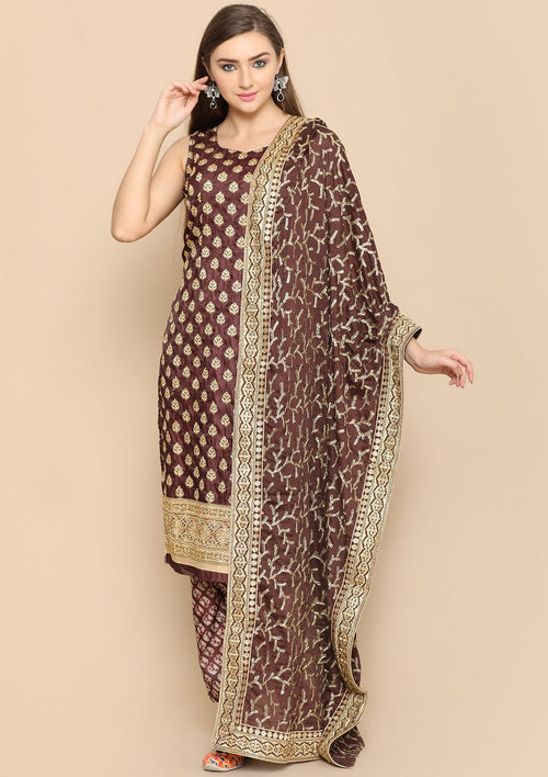 brown and gold salwar suit