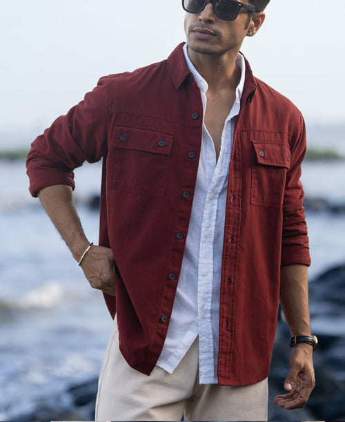 Brick Structure Cargo Overshirt 100% Cotton
