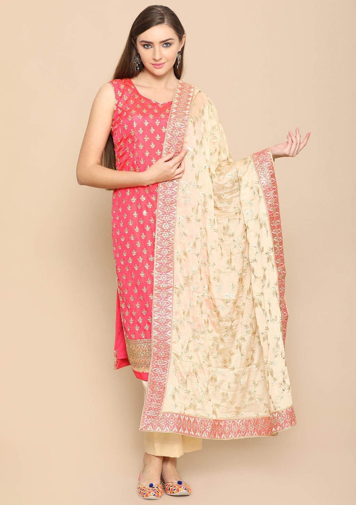 pink and beige salwar suit