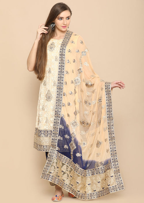 Beige and blue salwar suit