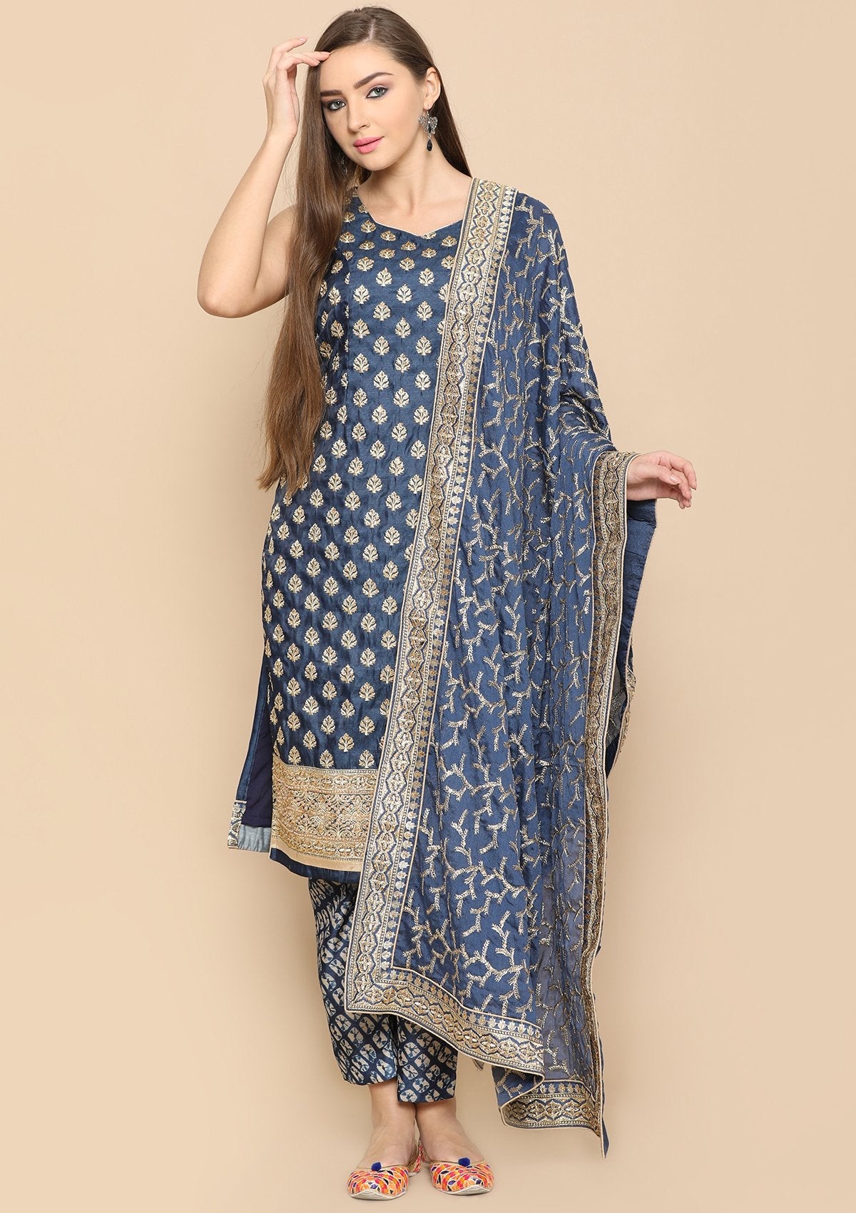 royal blue and gold salwar suit