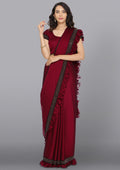 Maroon Swarovski Satin Designer Saree