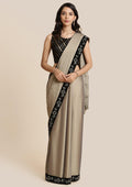 Light Brown Swarovski Georgette Designer Saree