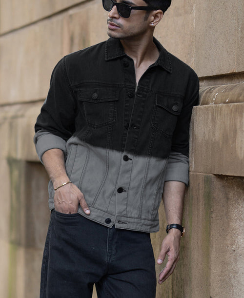 Black Ombre Denim Jacket 100% Cotton