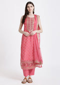 Pink Zari Work Chanderi Salwar Suit